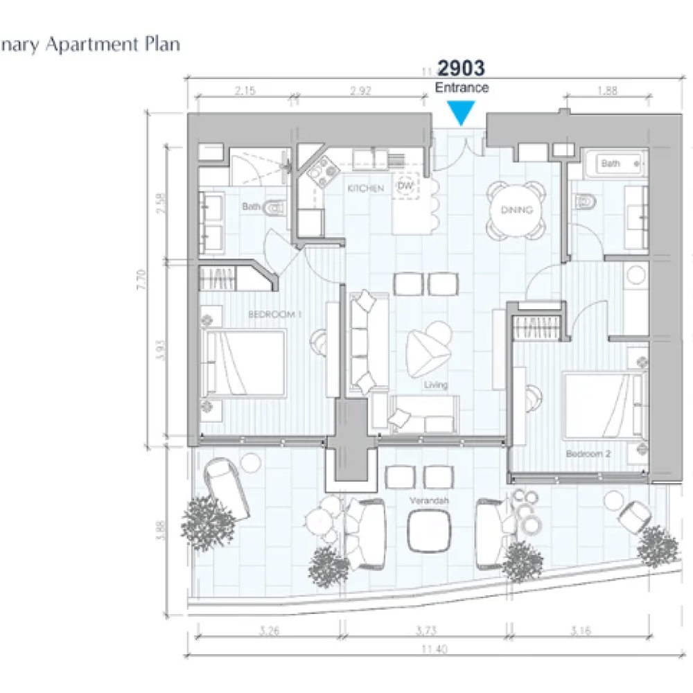 blu marine 2 rooms plan